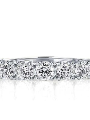 Half Eternity White Sapphire Wedding Band for Women in Sterling Silver
