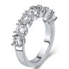 Half Eternity White Sapphire Wedding Band for Women in Sterling Silver