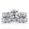 Sterling Silver Five Stone Engagement & Eternity Bridal Ring Set - 2.00 CT