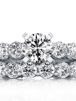 Sterling Silver Five Stone Engagement & Eternity Bridal Ring Set - 2.00 CT