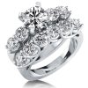 Sterling Silver Five Stone Engagement & Eternity Bridal Ring Set - 2.00 CT