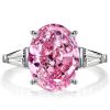 Oval Pink Stone 3-Stone Sterling Silver Engagement Ring - 9.32 CT