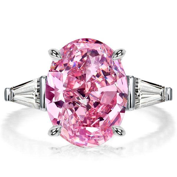 Oval Pink Stone 3-Stone Sterling Silver Engagement Ring - 9.32 CT