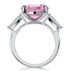 Oval Pink Stone 3-Stone Sterling Silver Engagement Ring - 9.32 CT