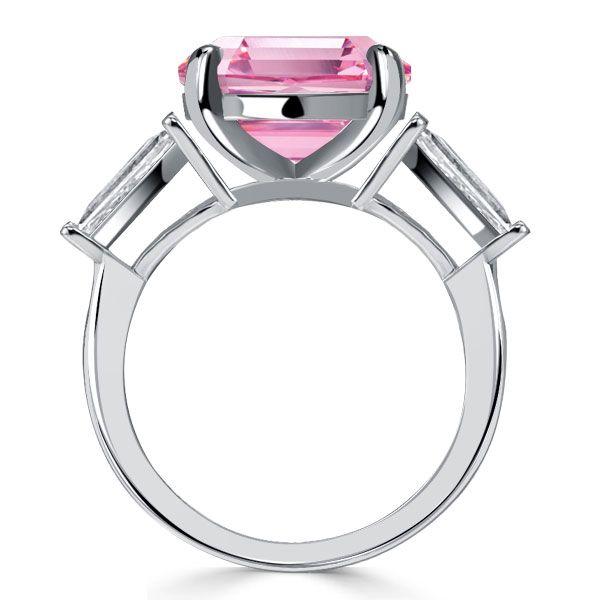 Oval Pink Stone 3-Stone Sterling Silver Engagement Ring - 9.32 CT