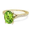Golden Bypass Peridot Engagement Ring - 18K Gold Plated Sterling Silver