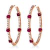 Ruby & Sapphire Hoop Earrings - Sterling Silver In Out Round Design