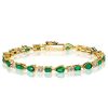 Emerald Green Pear Cut Bracelet | 18K Gold Plated Sterling Silver Wedding Jewelry