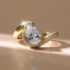 Pear Cut Engagement Ring with Pave Band - Sterling Silver Pear Trace Ring