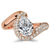 Pear Cut Engagement Ring with Pave Band - Sterling Silver Pear Trace Ring