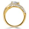 Pear Cut Engagement Ring with Pave Band - Sterling Silver Pear Trace Ring