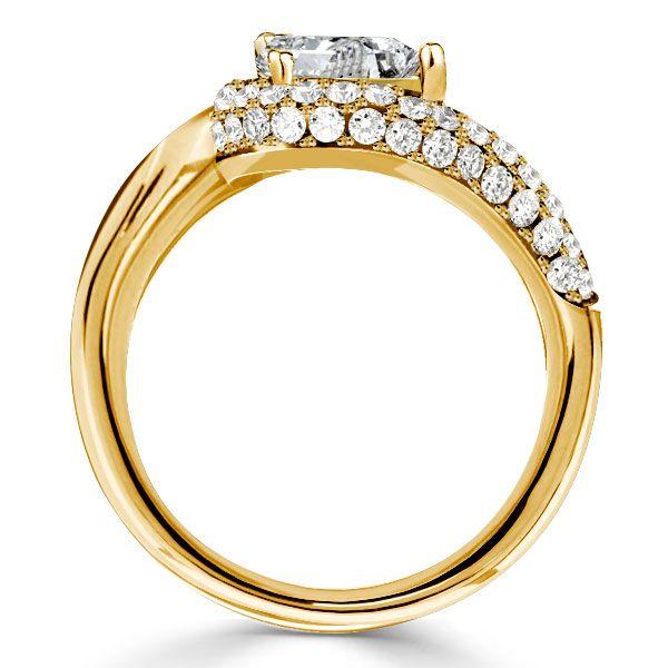 Pear Cut Engagement Ring with Pave Band - Sterling Silver Pear Trace Ring