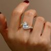 Pear Cut Engagement Ring with Pave Band - Sterling Silver Pear Trace Ring