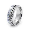 Viking Script Titanium Steel Wedding Band - Silver Chain Design, 8mm
