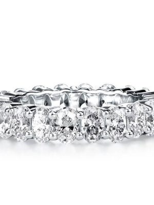 Oval Eternity Created White Sapphire Wedding Band in Sterling Silver