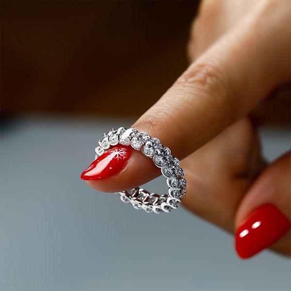 Oval Eternity Created White Sapphire Wedding Band in Sterling Silver
