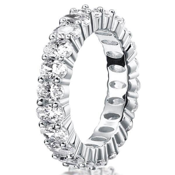 Oval Eternity Created White Sapphire Wedding Band in Sterling Silver