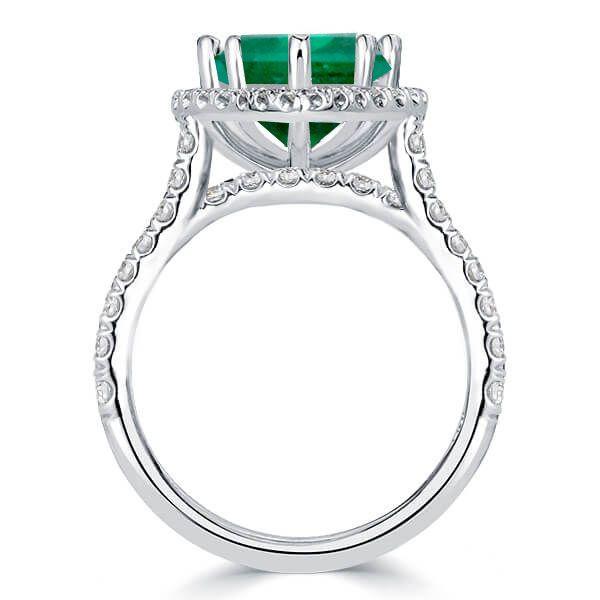 Emerald Green Sapphire Halo Pear Cut 3PC Wedding Ring Set - Sterling Silver