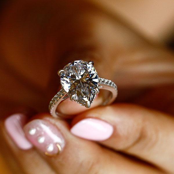 Pear Cut White Sapphire Engagement Ring Set | 925 Sterling Silver Wedding Rings