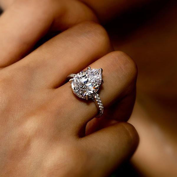 Pear Cut White Sapphire Engagement Ring Set | 925 Sterling Silver Wedding Rings