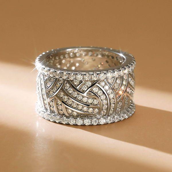 White Sapphire Eternity Wedding Band - Sterling Silver, Gold, Rose Gold Options