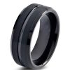 Black Tungsten Wedding Band for Men - Concave-Convex Design, Comfort Fit
