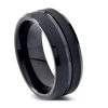 Black Tungsten Wedding Band for Men - Concave-Convex Design, Comfort Fit
