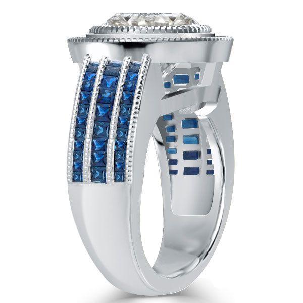Round Cut White Sapphire Halo Engagement Ring - Sterling Silver