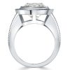 Round Cut White Sapphire Halo Engagement Ring - Sterling Silver