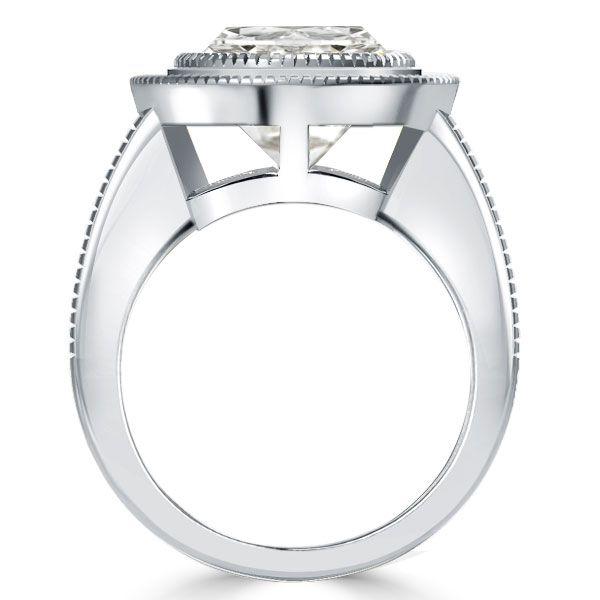 Round Cut White Sapphire Halo Engagement Ring - Sterling Silver