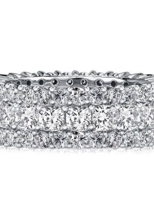 Cushion Cut Eternity Wedding Band - Sterling Silver, 6.86 CTW