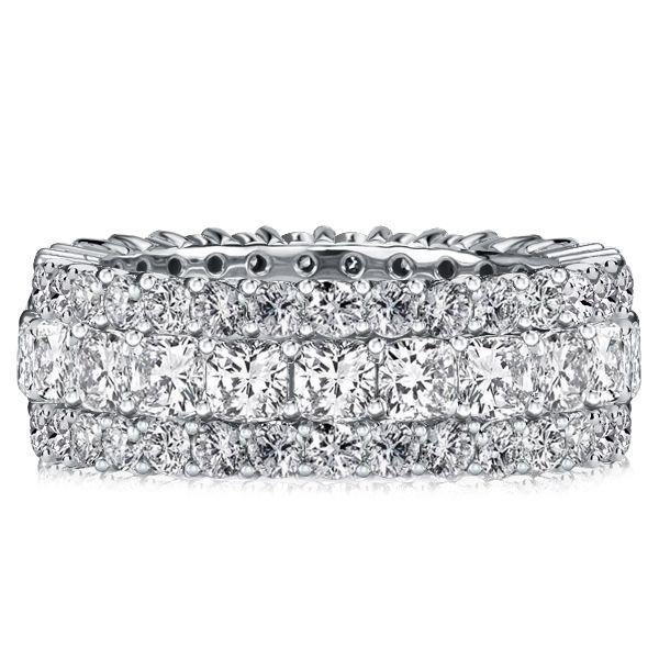 Cushion Cut Eternity Wedding Band - Sterling Silver, 6.86 CTW