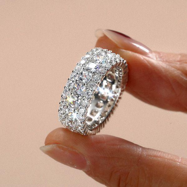 Cushion Cut Eternity Wedding Band - Sterling Silver, 6.86 CTW