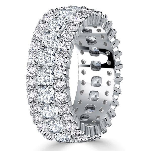 Cushion Cut Eternity Wedding Band - Sterling Silver, 6.86 CTW
