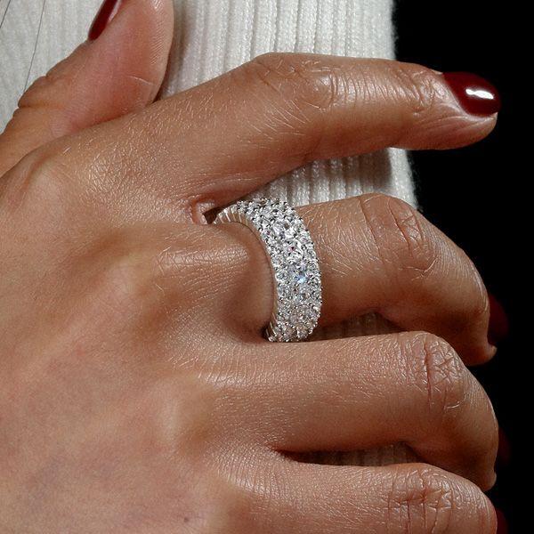 Cushion Cut Eternity Wedding Band - Sterling Silver, 6.86 CTW