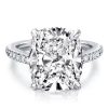 Classic Cushion Cut Engagement Ring in Rhodium Plated Sterling Silver (5.00 CT. Center Stone)