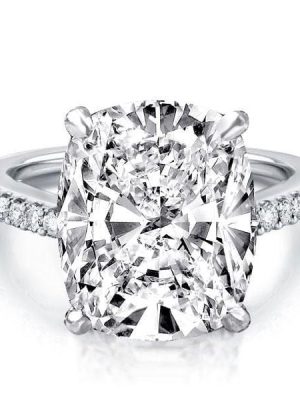 Classic Cushion Cut Engagement Ring in Rhodium Plated Sterling Silver (5.00 CT. Center Stone)