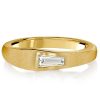 Golden Tap Baguette Single Stone Wedding Band - 18K Gold Plated Sterling Silver