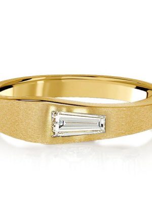Golden Tap Baguette Single Stone Wedding Band - 18K Gold Plated Sterling Silver