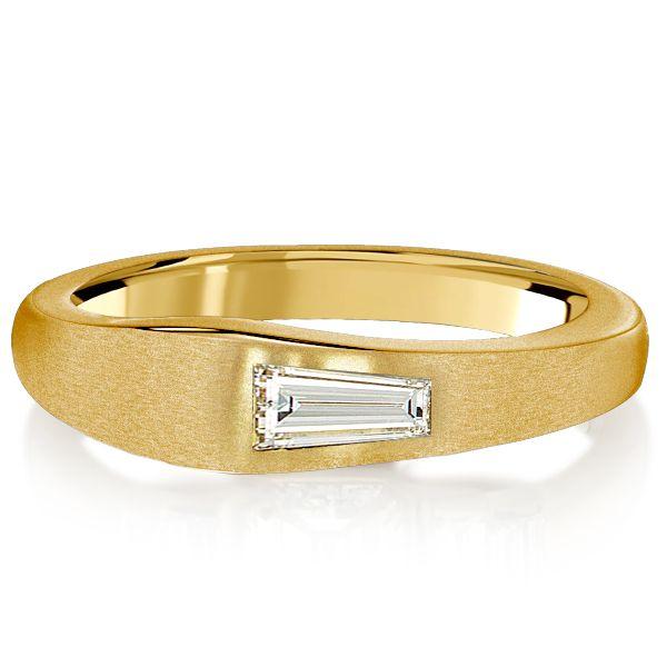 Golden Tap Baguette Single Stone Wedding Band - 18K Gold Plated Sterling Silver