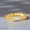 Golden Tap Baguette Single Stone Wedding Band - 18K Gold Plated Sterling Silver