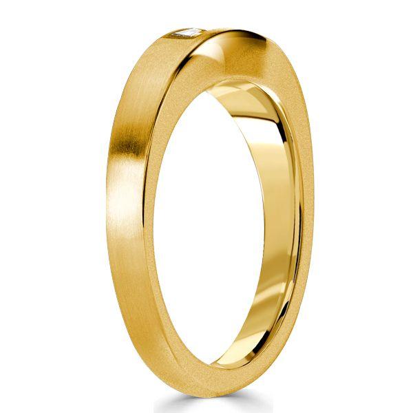 Golden Tap Baguette Single Stone Wedding Band - 18K Gold Plated Sterling Silver