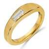 Golden Tap Baguette Single Stone Wedding Band - 18K Gold Plated Sterling Silver