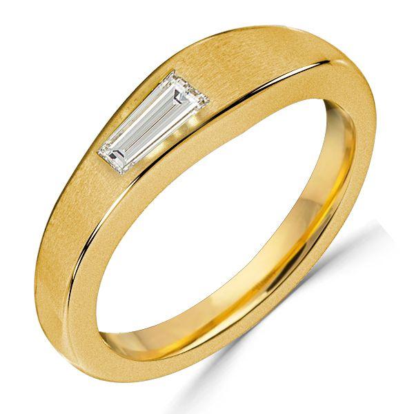 Golden Tap Baguette Single Stone Wedding Band - 18K Gold Plated Sterling Silver