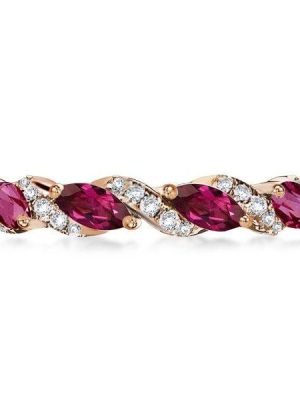 Marquise Cut Eternity Wedding Band in 18K Rose Gold Plated Sterling Silver