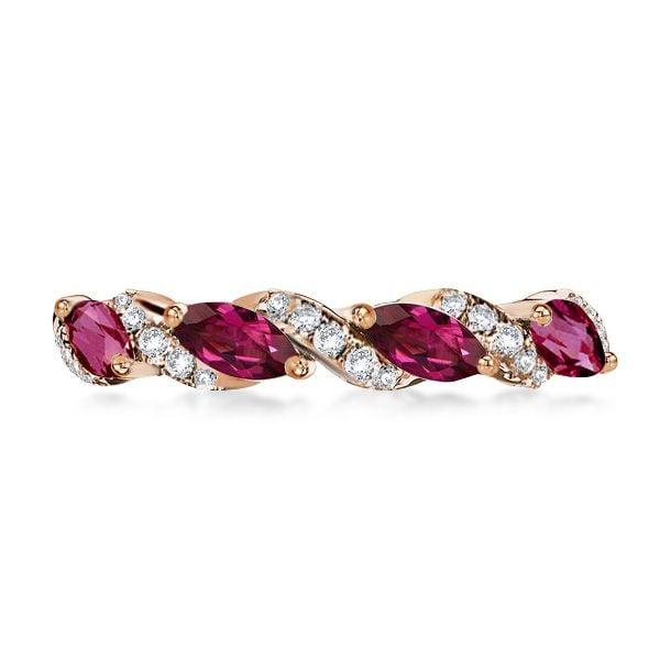 Marquise Cut Eternity Wedding Band in 18K Rose Gold Plated Sterling Silver