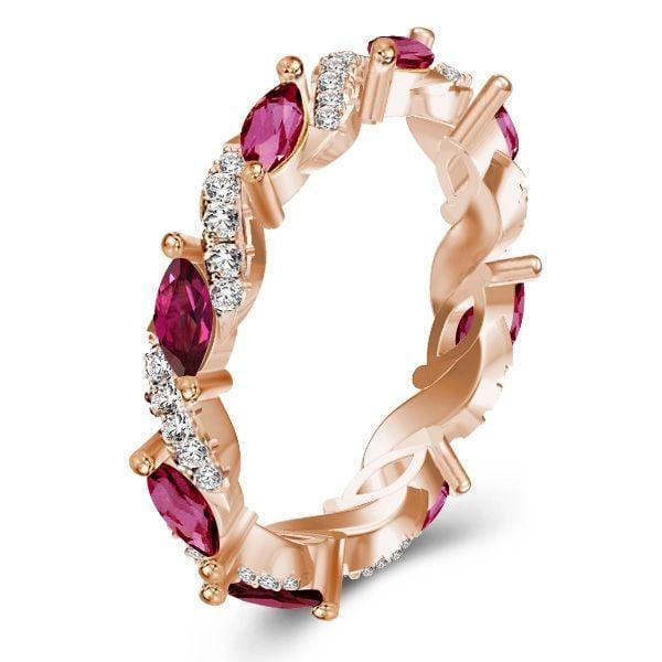 Marquise Cut Eternity Wedding Band in 18K Rose Gold Plated Sterling Silver