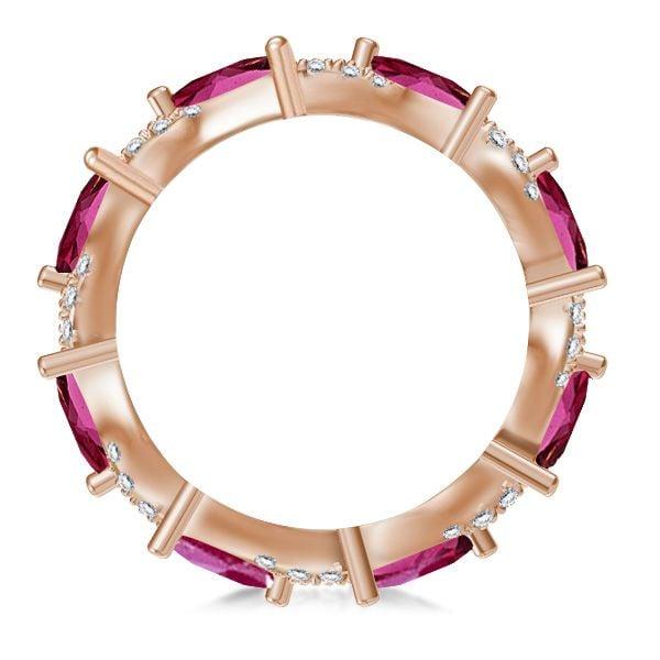 Marquise Cut Eternity Wedding Band in 18K Rose Gold Plated Sterling Silver