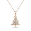 White Sapphire Christmas Tree Pendant Necklace in Sterling Silver