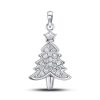 White Sapphire Christmas Tree Pendant Necklace in Sterling Silver